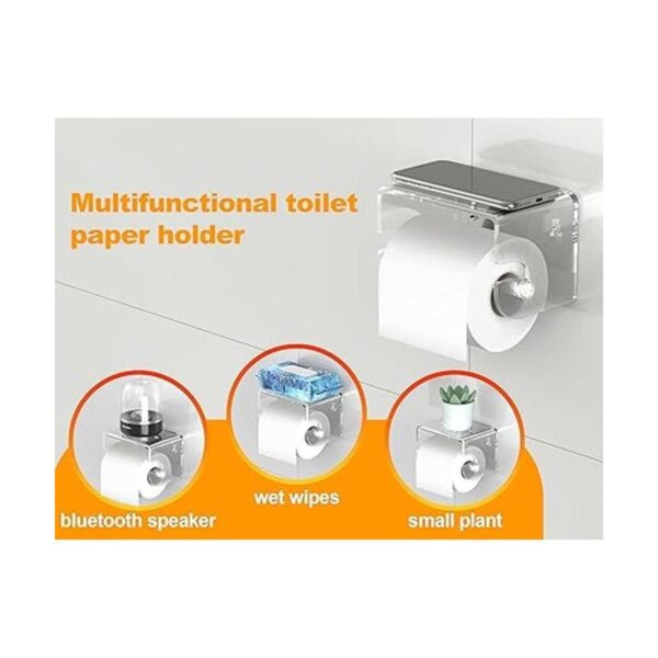 Meteou Soporte adhesivo para papel higiénico con estante