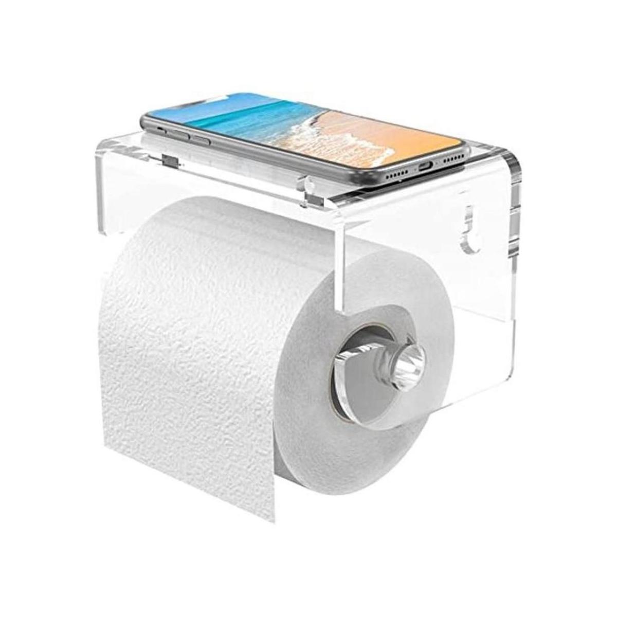 Meteou Soporte adhesivo para papel higiénico con estante