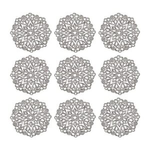 Pandahall 100Pcs 35.5x0.7mm Round Iron Flower Filigree