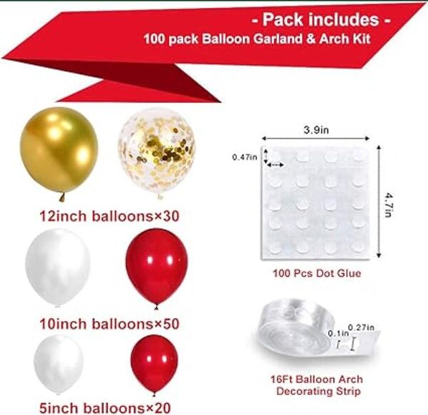 Kit de guirnalda de globos rojos y dorados paquete de 100_4