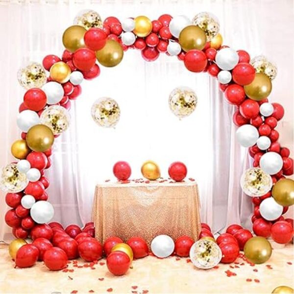 Kit de guirnalda de globos rojos y dorados paquete de 100_5