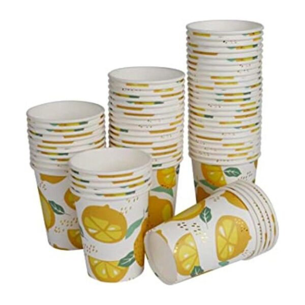 Geeklife Tazas de papel de limón dorado para fiestas