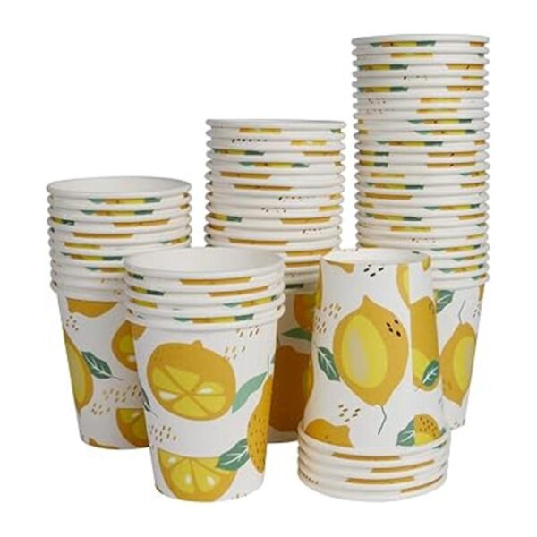 Geeklife Tazas de papel de limón dorado para fiestas