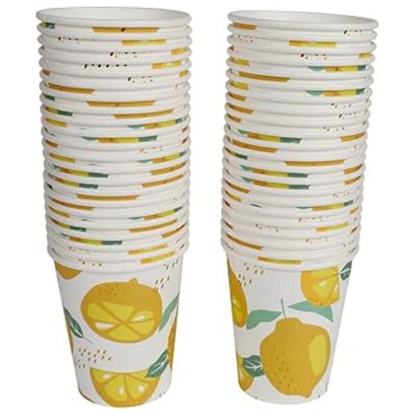 Geeklife Tazas de papel de limón dorado para fiestas