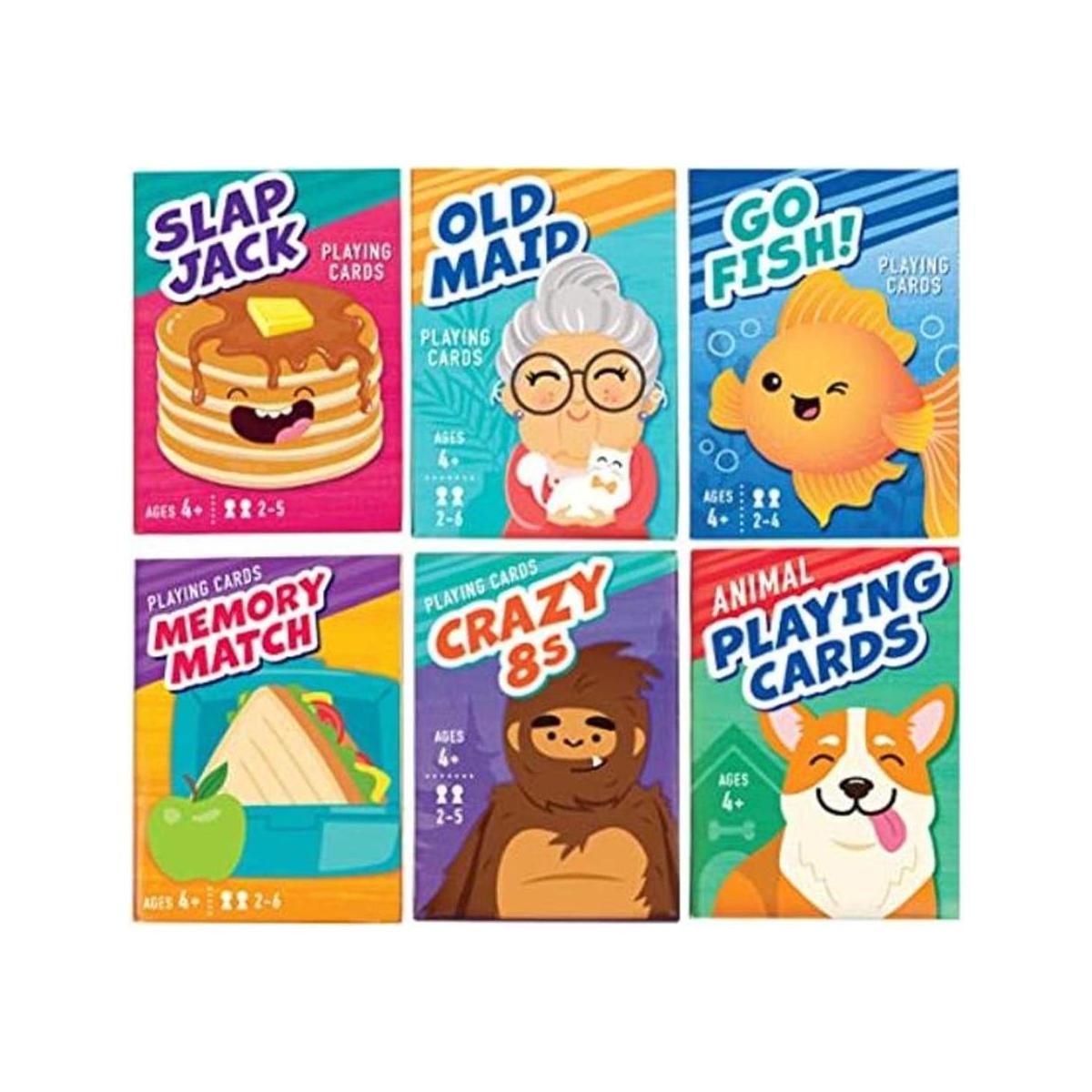 LotFancy Juegos de cartas para niños 6 barajas incluyen