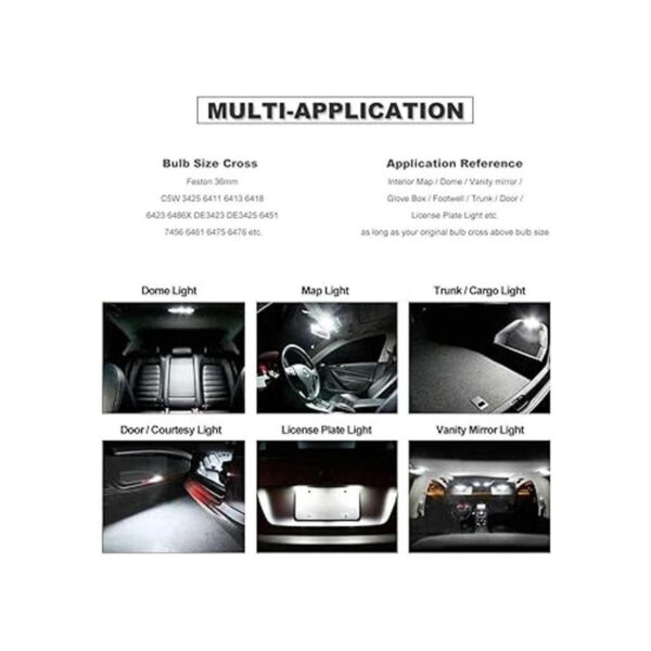 DODOFUN Focos LED para interior de coche 6000 K para_4