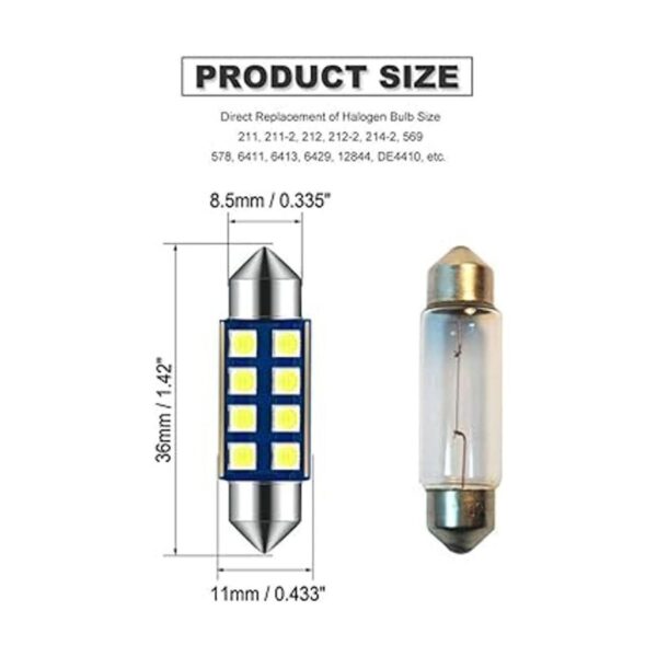 DODOFUN Focos LED para interior de coche 6000 K para_2