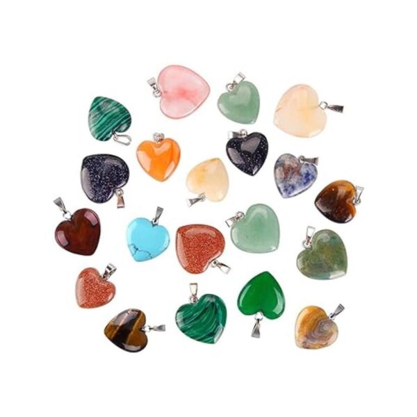 KeyZone 20 dijes de piedra en forma de corazón cuentas de