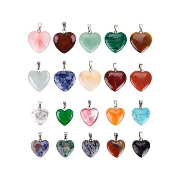 KeyZone 20 dijes de piedra en forma de corazón cuentas de