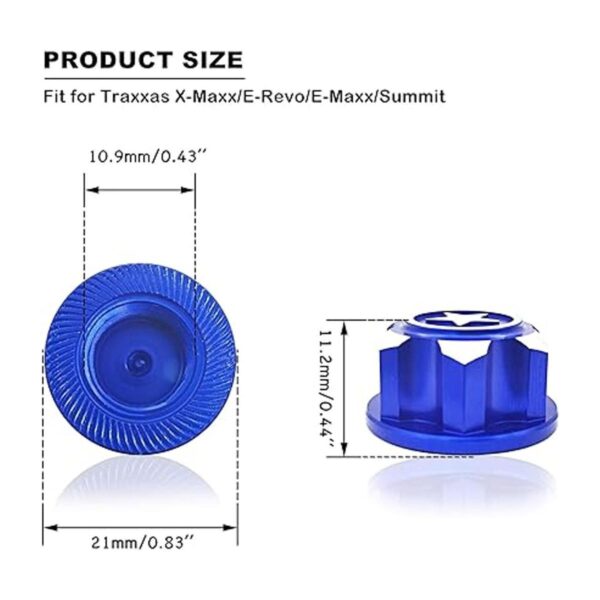 HOPLEX aleación de aluminio azul 0.669 in tuerca hexagonal
