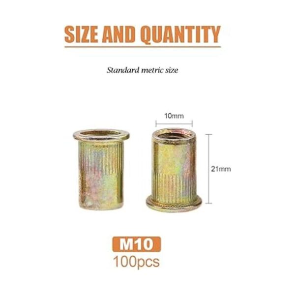Keadic Kit de tuercas roscadas M10 M10 de acero al carbono