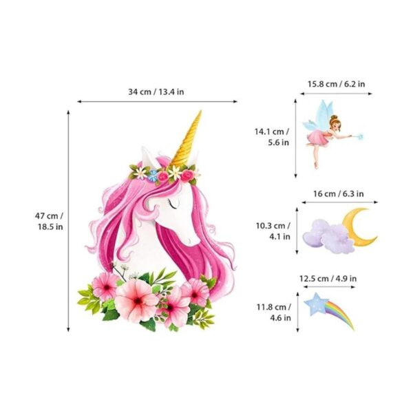 DECOWALL SG2105 Calcomanías de pared de unicornio grandes_6