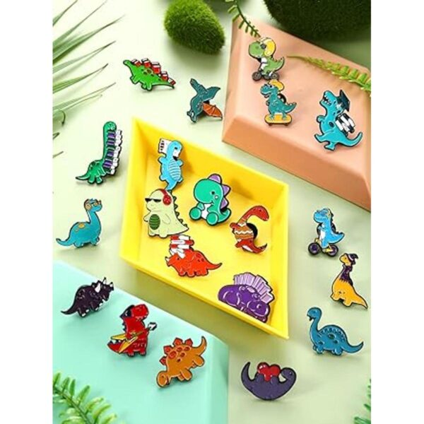 Juego de 20 broches de esmalte con diseño de dinosaurio