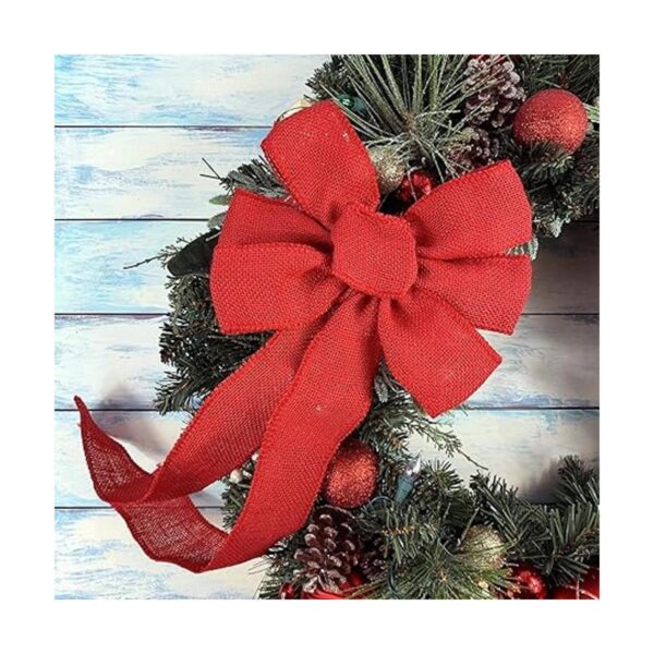 GiftWrap Etc. Arco de corona de cinta de arpillera roja_2