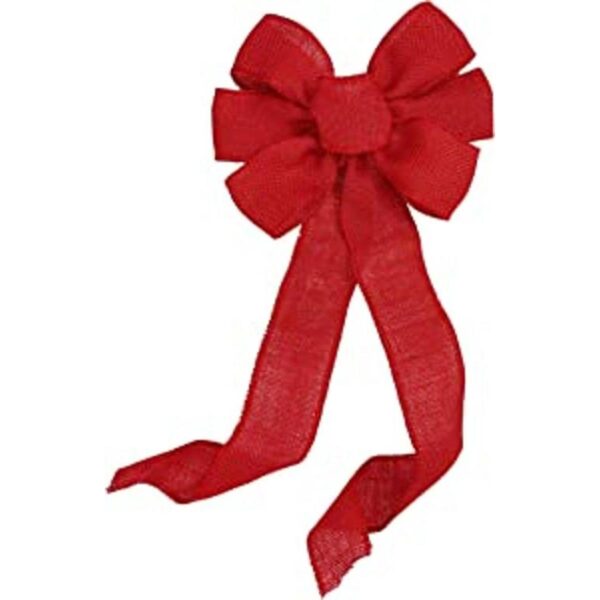 GiftWrap Etc. Arco de corona de cinta de arpillera roja_1