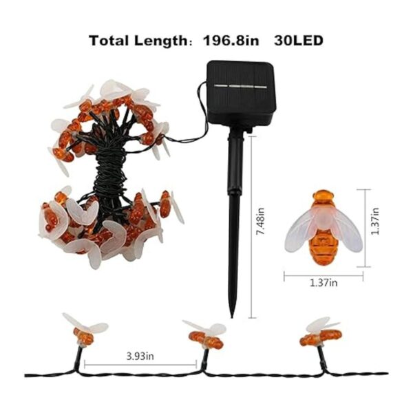 PACJOY Guirnalda de luces solares de abeja 30 LED_3