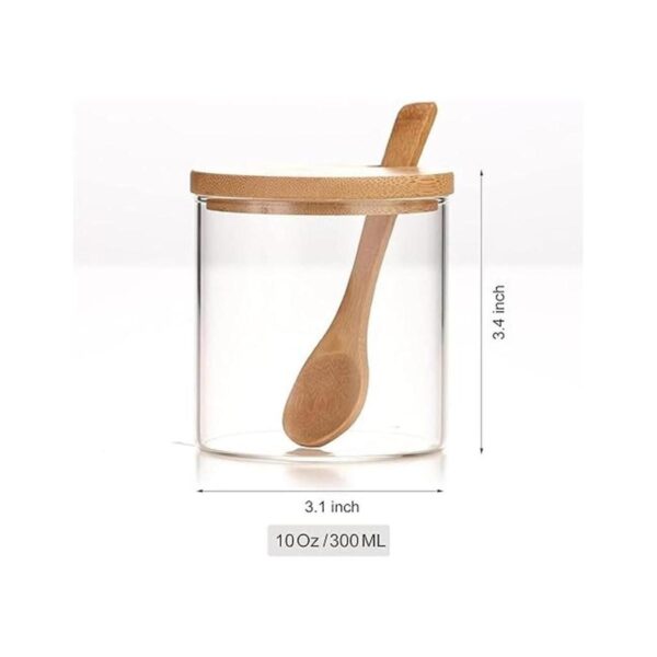 Tarro de vidrio transparente de 10.1 fl oz con tapa de