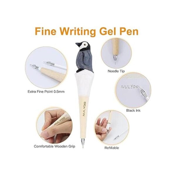 NULYDO 100 hecho a mano madera tallada Animal Gel Pen_3