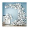 Kit de arco de guirnalda de globos blancos y plateados de_1