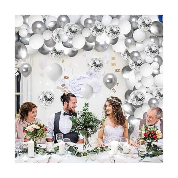 Kit de arco de guirnalda de globos blancos y plateados de_6