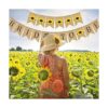 Doumeny Bandera de arpillera rústica de girasol guirnalda