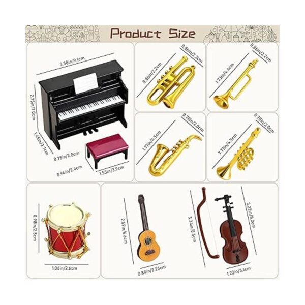 Dollhouse Juego de instrumentos musicales en miniatura en_2