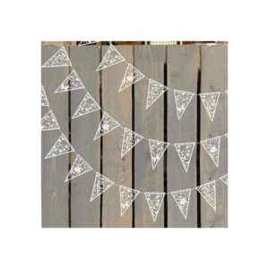 Guirnalda triangular blanca para decoración de bodas