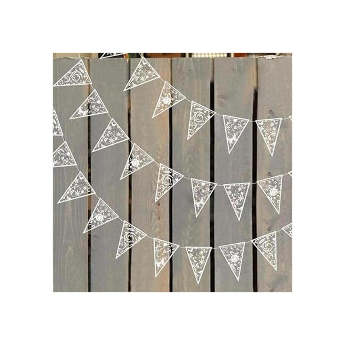 Guirnalda triangular blanca para decoración de bodas