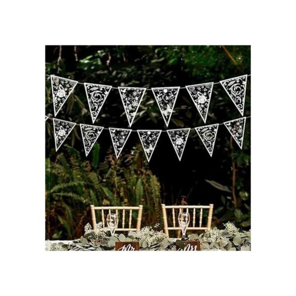 Guirnalda triangular blanca para decoración de bodas