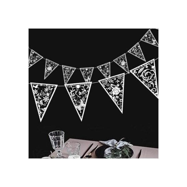 Guirnalda triangular blanca para decoración de bodas