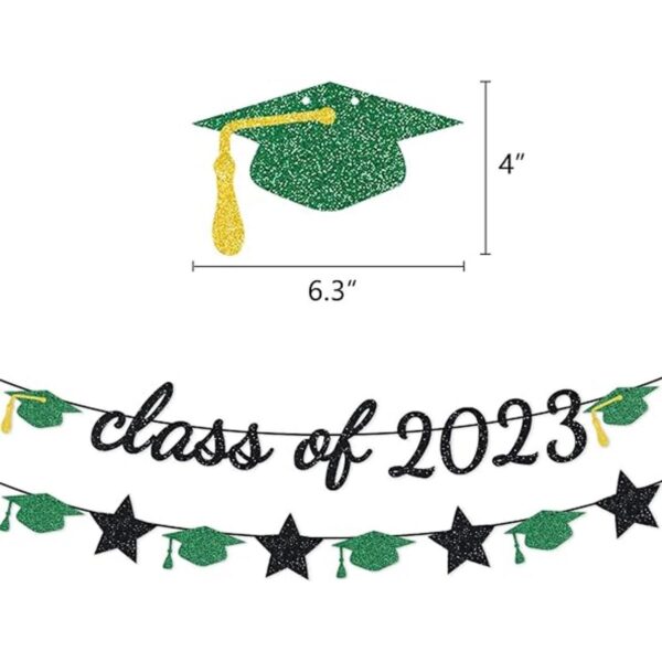 Decoración de fiesta de graduación verde clase de 2023_2