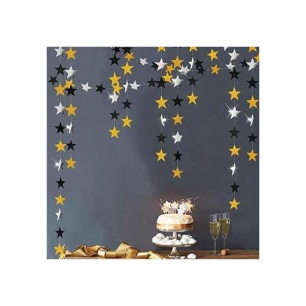 Kit de guirnalda de estrellas doradas y negras con_1