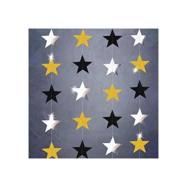 Kit de guirnalda de estrellas doradas y negras con_4