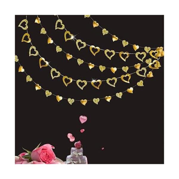 Guirnalda de corazón dorado con purpurina para decoración