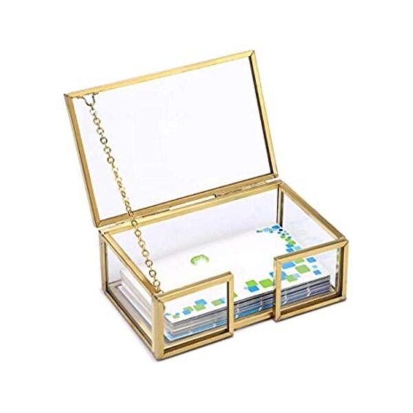 Hipiwe Caja para tarjetas de visita de cristal con tapa_1