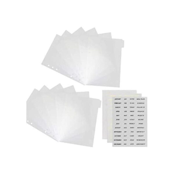 Divisores de carpeta de 6 pestañas transparentes A5 con_1