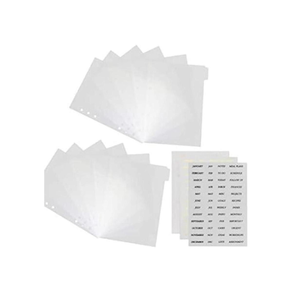 Divisores de carpeta de 6 pestañas transparentes A5 con