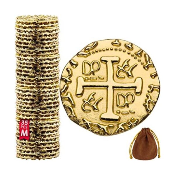 Metal Pirate Coins 35 Gold Treasure Coin Set Metal_1