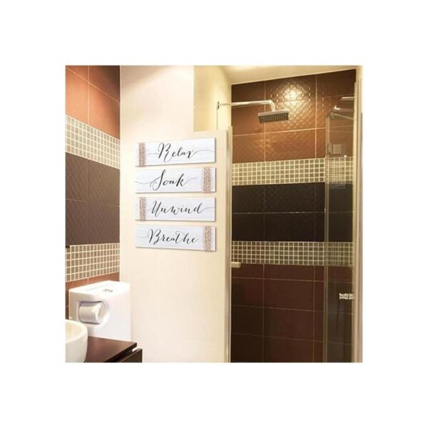 Jetec Letrero rústico para decoración de baño 4 piezas_2