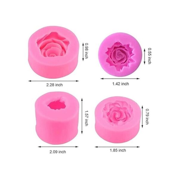 MEMOVAN Molde de jabón de silicona de flores 3D 4 piezas_2