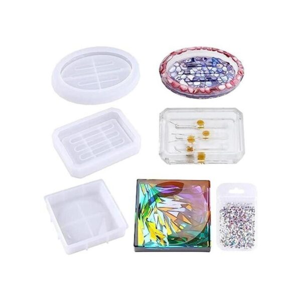 NiArt Jabonera de resina epoxi Kit de molde de silicona 3