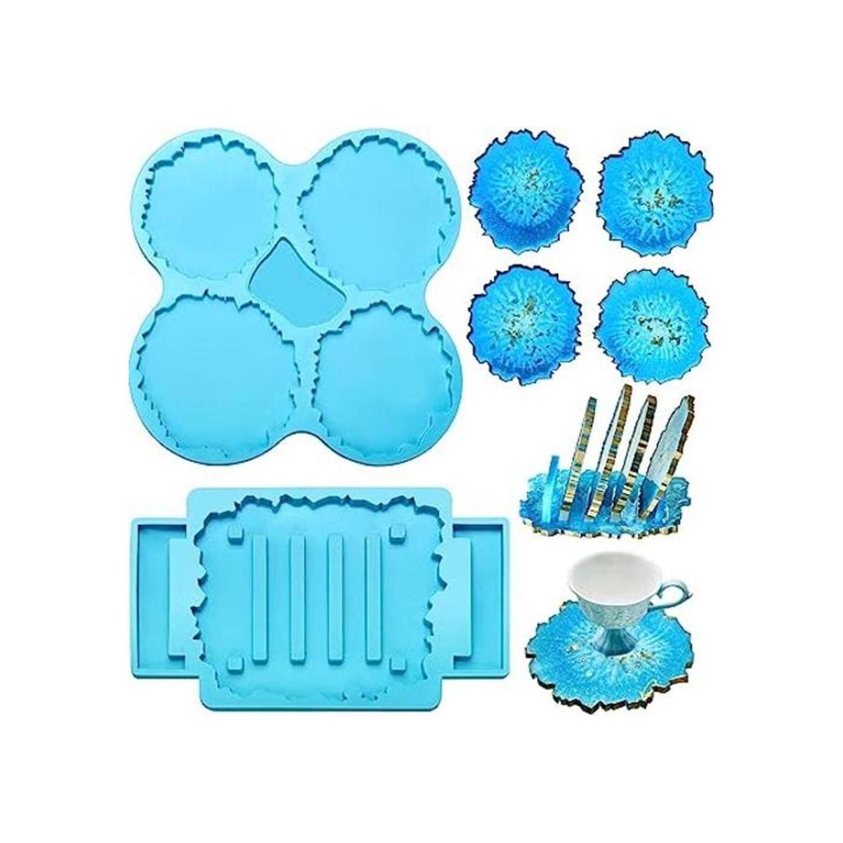 Juego de 2 moldes de resina de posavasos soporte de