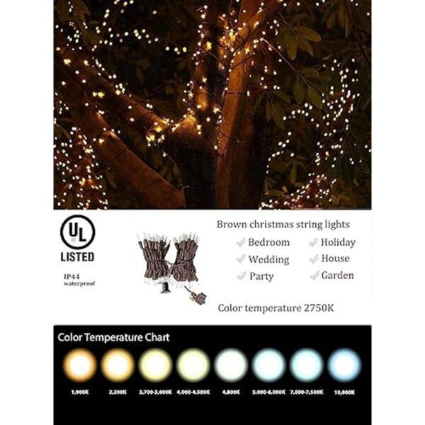 MXTCLM Luces de Navidad marrones 100 bombillas_3