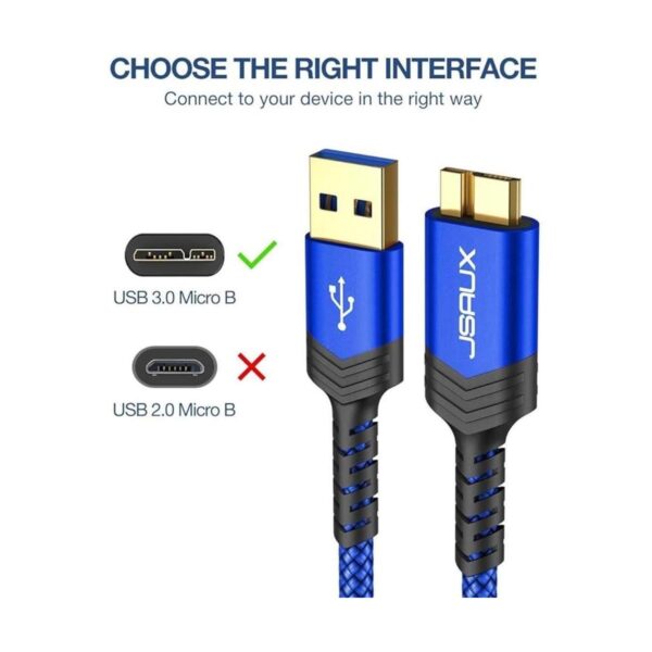 JSAUX USB 3.0 Micro Cable Cable de disco duro externo 2