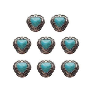 Duolai 8pcs Retro Amor Corazón Turquesa Botones Artesanía_1