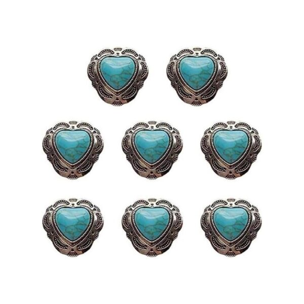 Duolai 8pcs Retro Amor Corazón Turquesa Botones Artesanía_1