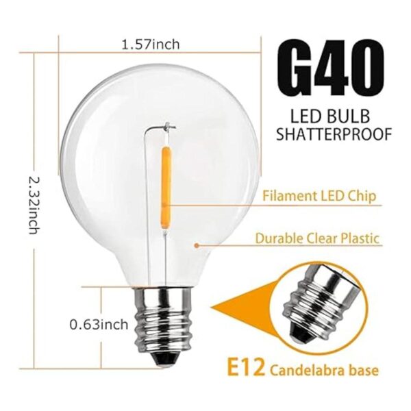 Pallerina Paquete de 25 bombillas LED G40 de repuesto para_2