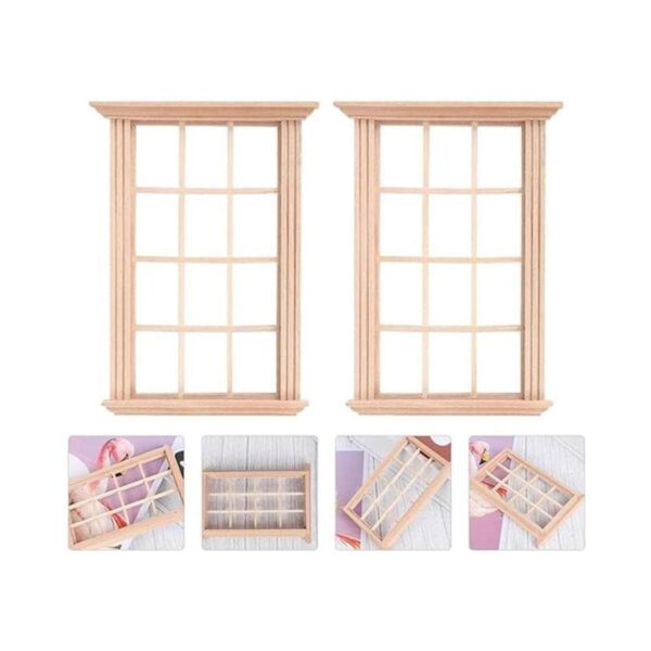 DOITOOL 2pcs 1 12 Escala Casa de Muñecas Ventana Casa de