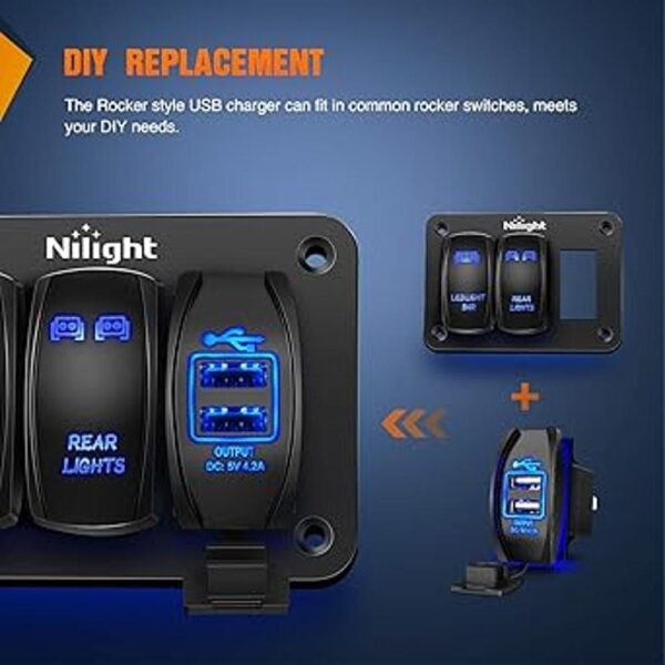 Nilight Cargador USB dual de 4.2 A con interruptor_4
