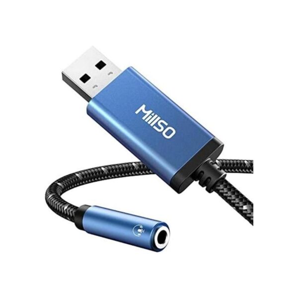 MillSO Adaptador de audio USB a conector de 0.138 in azul_1
